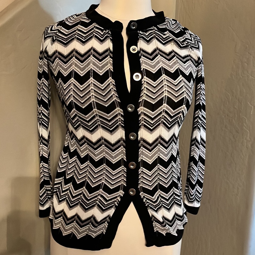 Charter Club Black Silver White Sweater